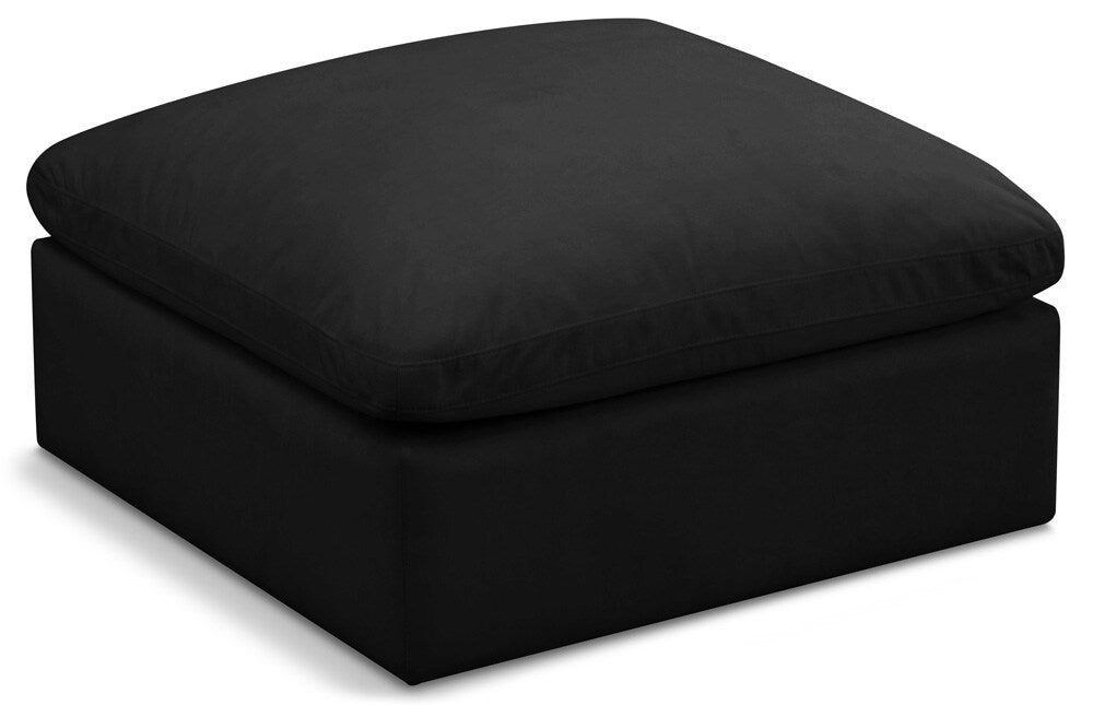 Meridian Furniture - Plush Black Velvet Standard Comfort Modular Ottoman - 602Black-Ott veiw 1