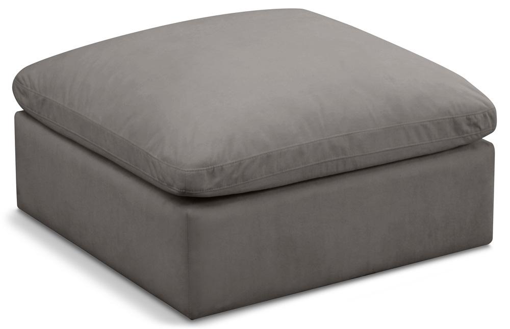 Meridian Furniture - Plush Grey Velvet Standard Comfort Modular Ottoman - 602Grey-Ott veiw 1