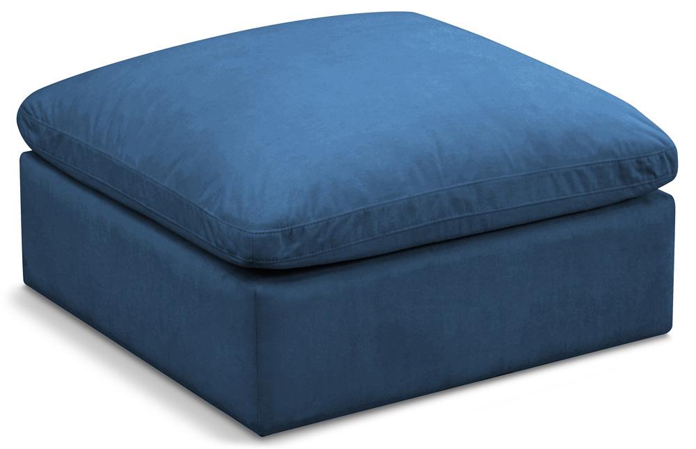 Meridian Furniture - Plush Navy Velvet Standard Comfort Modular Ottoman - 602Navy-Ott veiw 1