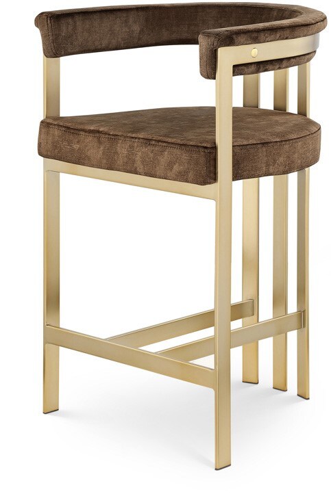 Meridian Furniture - Marcello Brown Velvet Counter Stool - 596Brown-C veiw 1