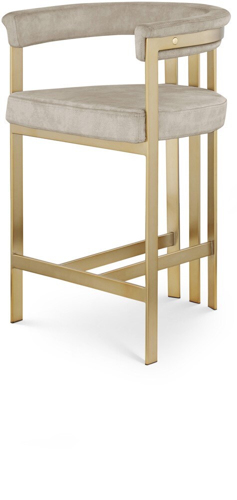 Meridian Furniture - Marcello Stone Colored Velvet Counter Stool (Set of 2) - 596Stone-C veiw 1