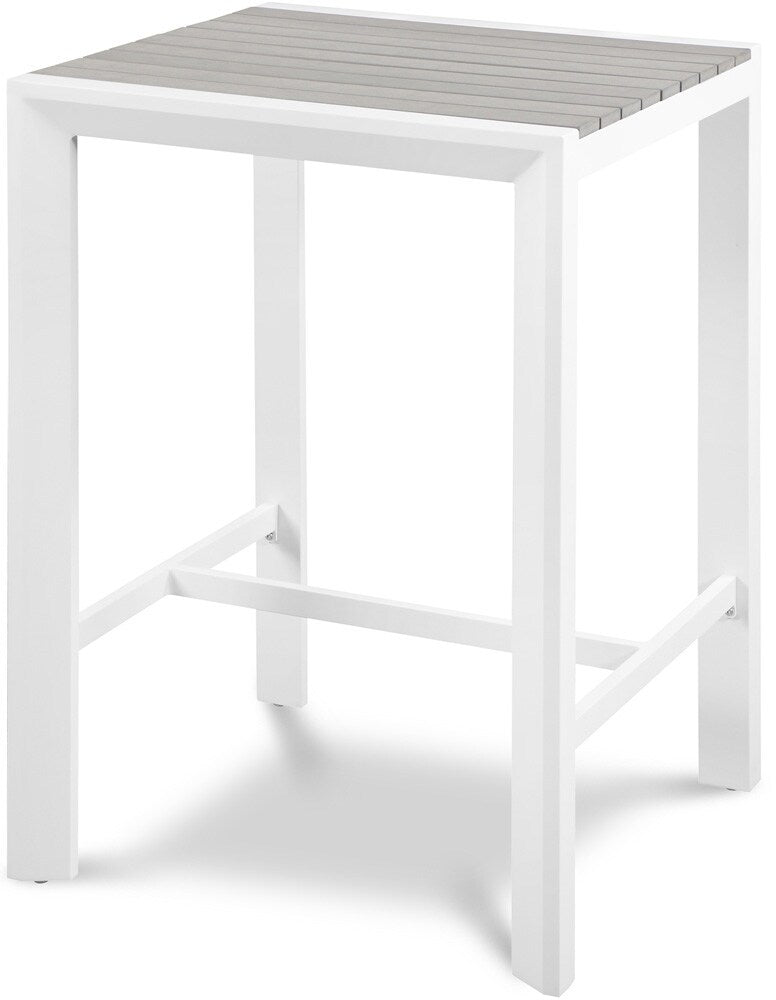 Meridian Furniture - Nizuc Grey Wood Look Accent Paneling Outdoor Patio Aluminum Square Bar Table - 379-T veiw 1
