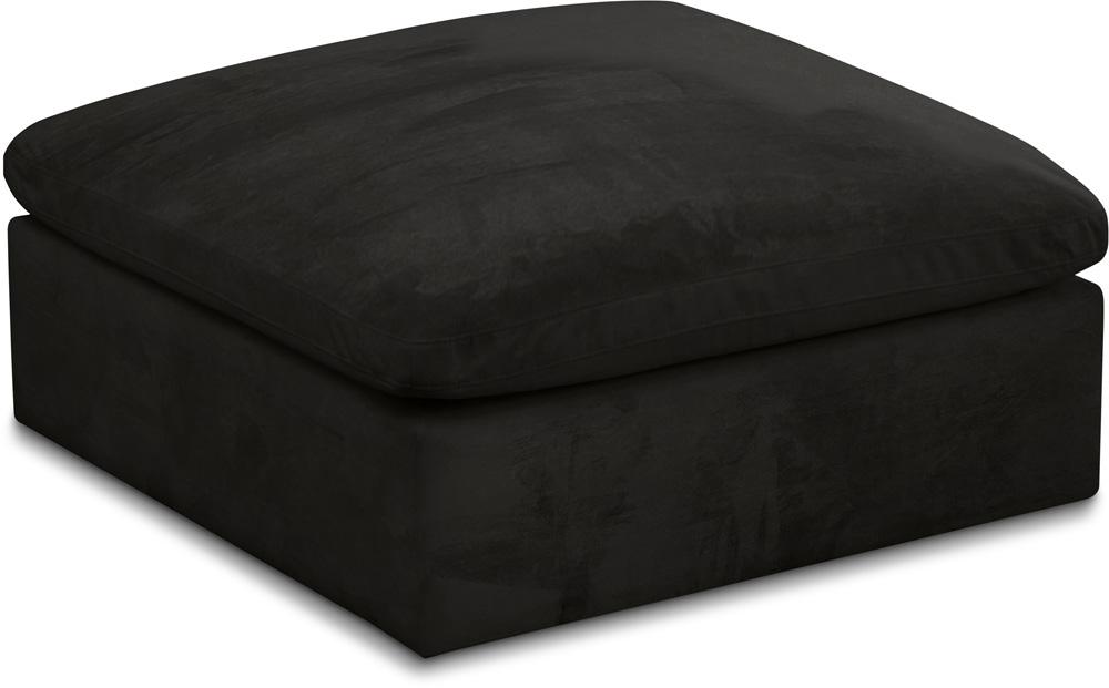 Meridian Furniture - Cozy Black Velvet Ottoman - 634Black-Ott veiw 1