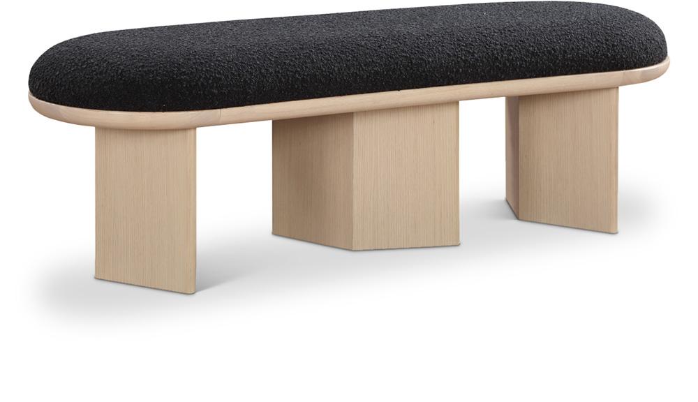 Meridian Furniture - Wilshire Black Boucle Fabric Bench - 22004Black veiw 1