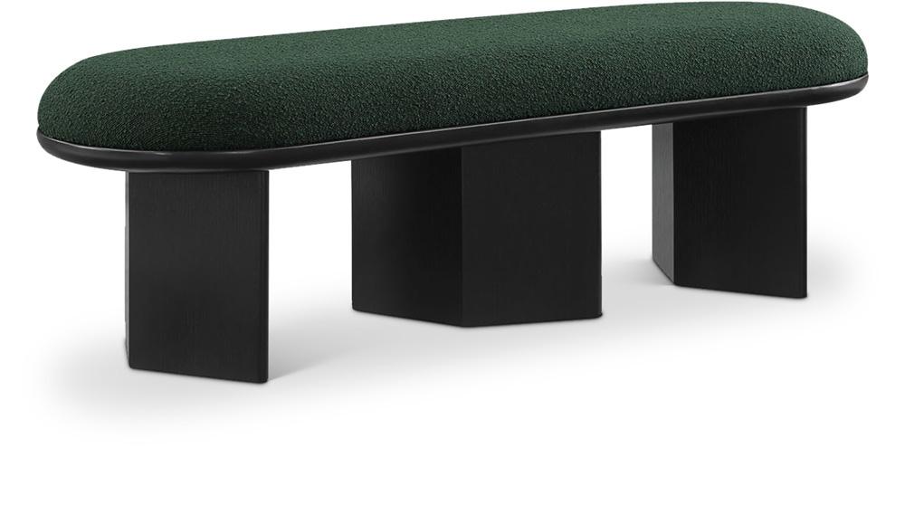 Meridian Furniture - Wilshire Green Boucle Fabric Bench - 22005Green veiw 1