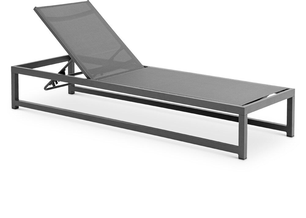 Meridian Furniture - Maldives Grey Mesh Water Resistant Fabric Outdoor Patio Adjustable Sun Chaise Lounge Chair - 348Grey veiw 1