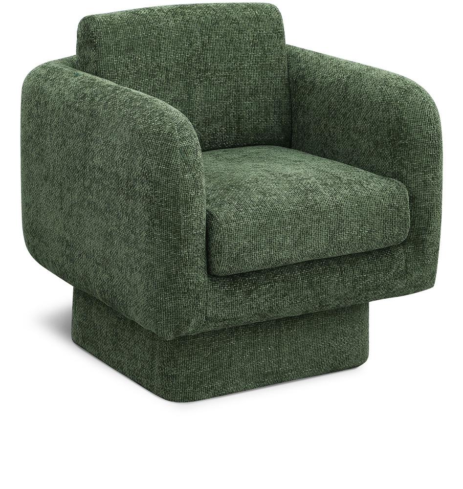 Meridian Furniture - Alessandra Green Chenille Fabric Swivel Accent Chair - 472Green veiw 1