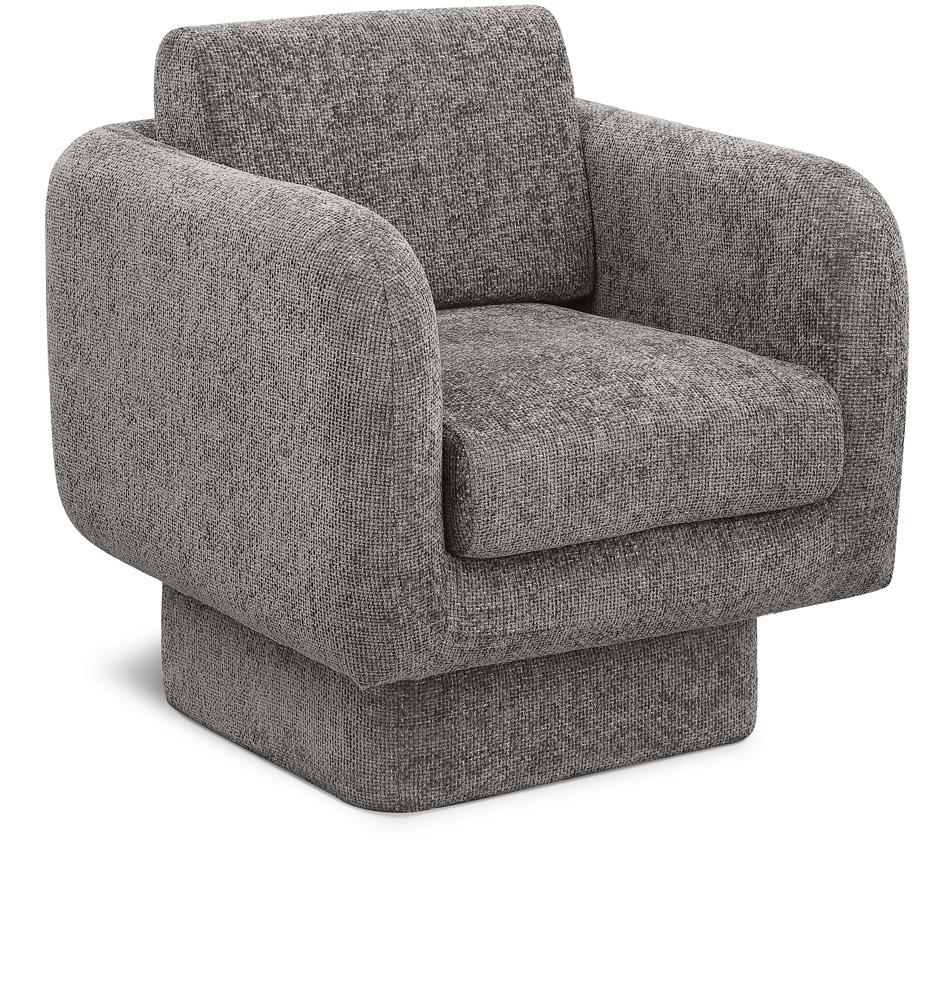Meridian Furniture - Alessandra Grey Chenille Fabric Swivel Accent Chair - 472Grey veiw 1