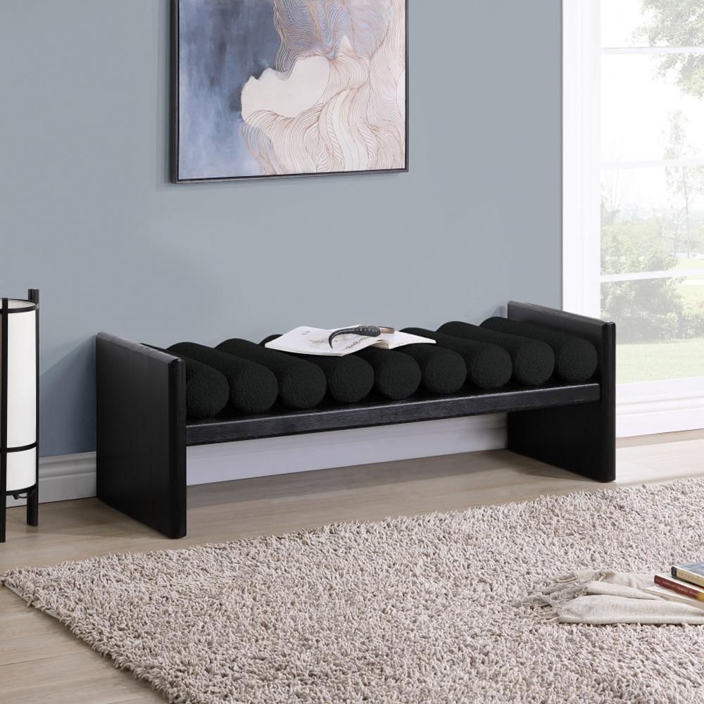Meridian Furniture - Waverly Black Boucle Fabric Bench - 178Black veiw 5