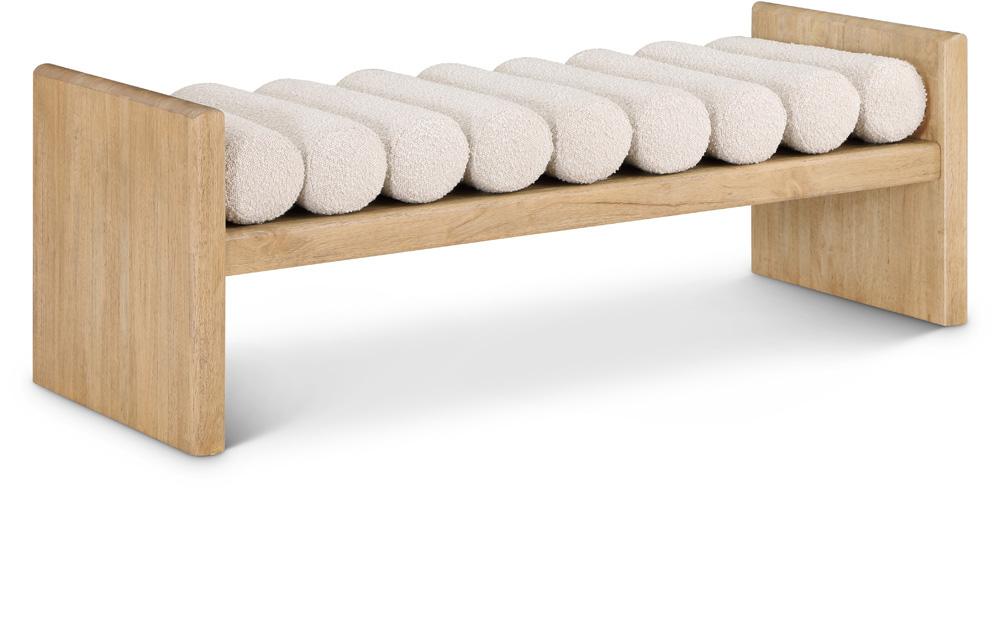 Meridian Furniture - Waverly Cream Boucle Fabric Bench - 179Cream veiw 1