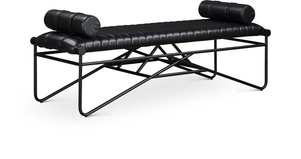 Meridian Furniture - Gatsby Black Vegan Leather Bench - 22052Black veiw 1