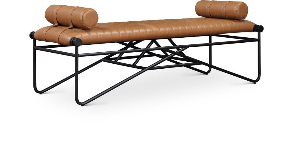Meridian Furniture - Gatsby Cognac Vegan Leather Bench - 22052Cognac veiw 1