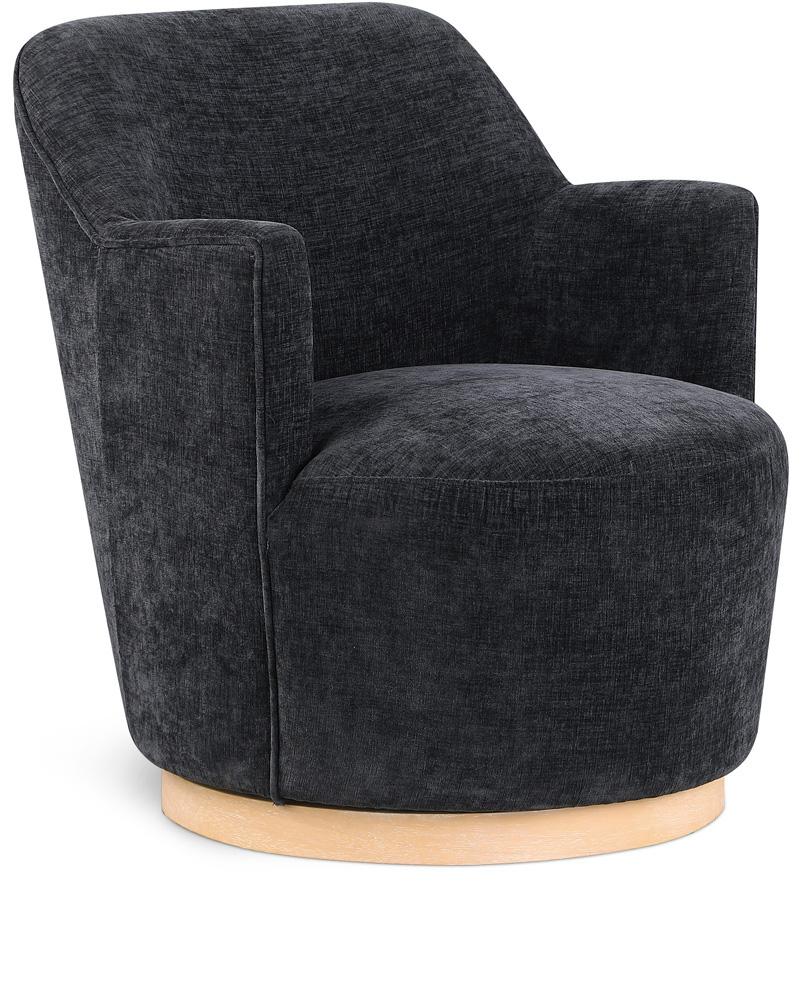Meridian Furniture - Clarita Black Chenille Fabric Swivel Accent Chair - 449Black veiw 1
