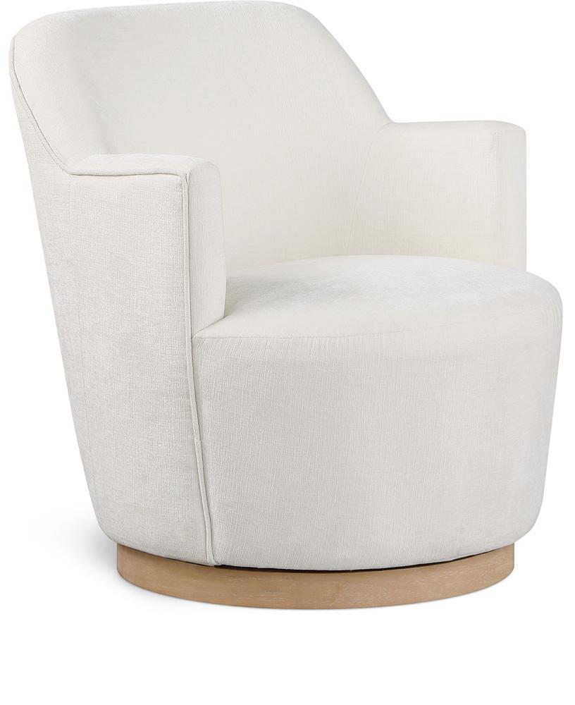 Meridian Furniture - Clarita Cream Chenille Fabric Swivel Accent Chair - 449Cream veiw 1