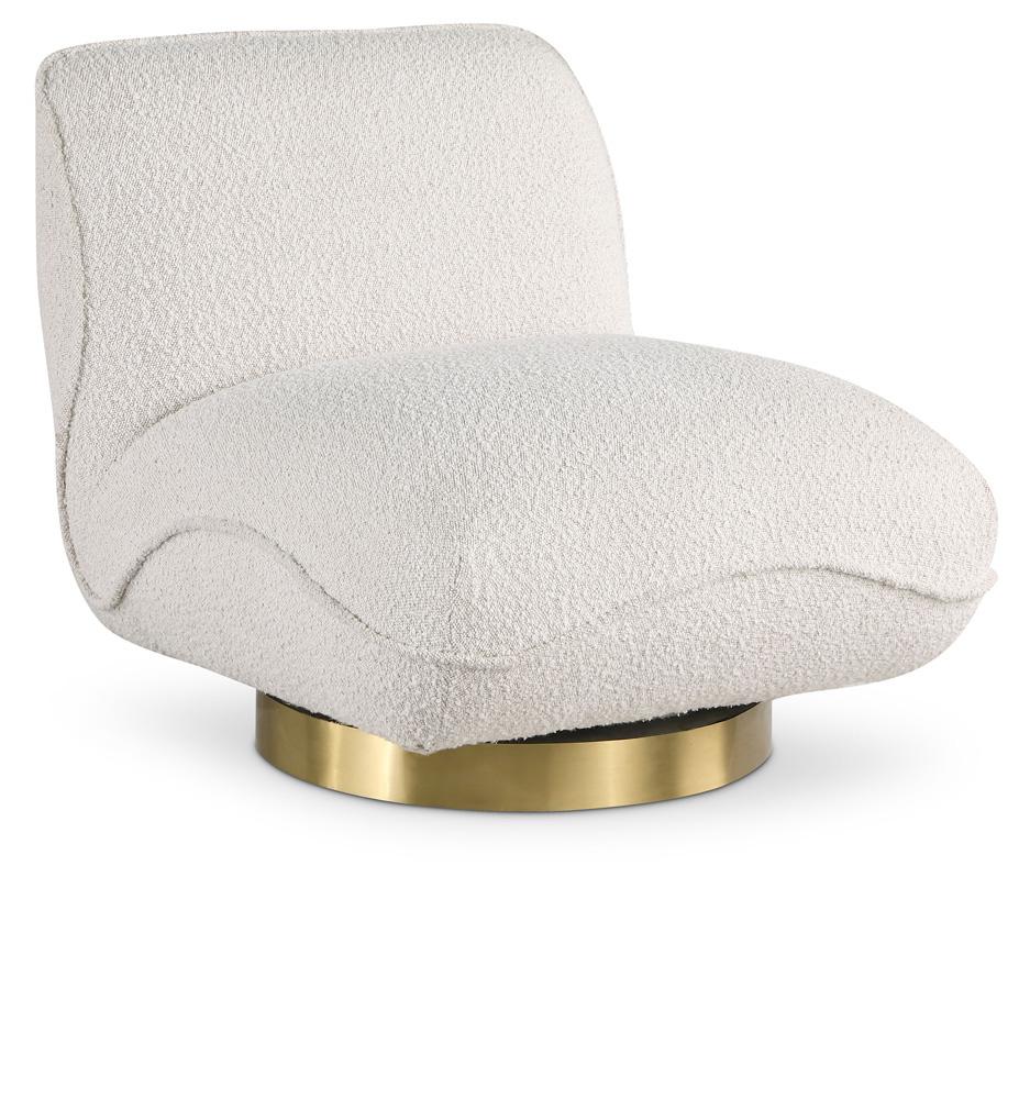 Meridian Furniture - Geneva Cream Boucle Fabric Swivel Accent Chair - 492Cream veiw 1