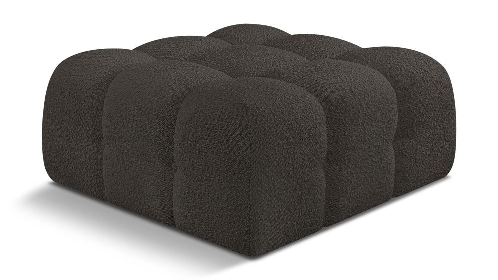 Meridian Furniture - Ames Brown Boucle Fabric Ottoman - 611Brown-Ott veiw 1