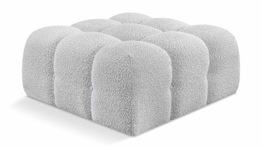 Meridian Furniture - Ames Grey Boucle Fabric Ottoman - 611Grey-Ott veiw 1