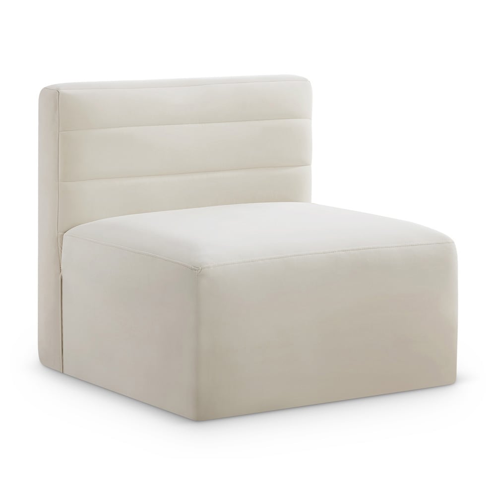 Meridian Furniture - Quincy Cream Velvet Modular Armless Chair - 677Cream-Armless veiw 1
