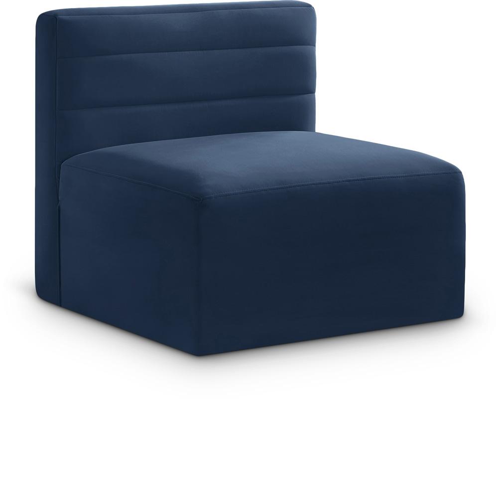 Meridian Furniture - Quincy Navy Velvet Modular Armless Chair - 677Navy-Armless veiw 1