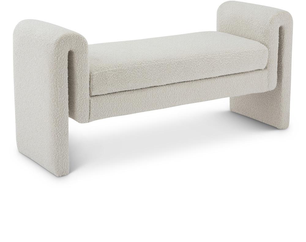 Meridian Furniture - Stylus Cream Boucle Fabric Bench - 149Cream veiw 1