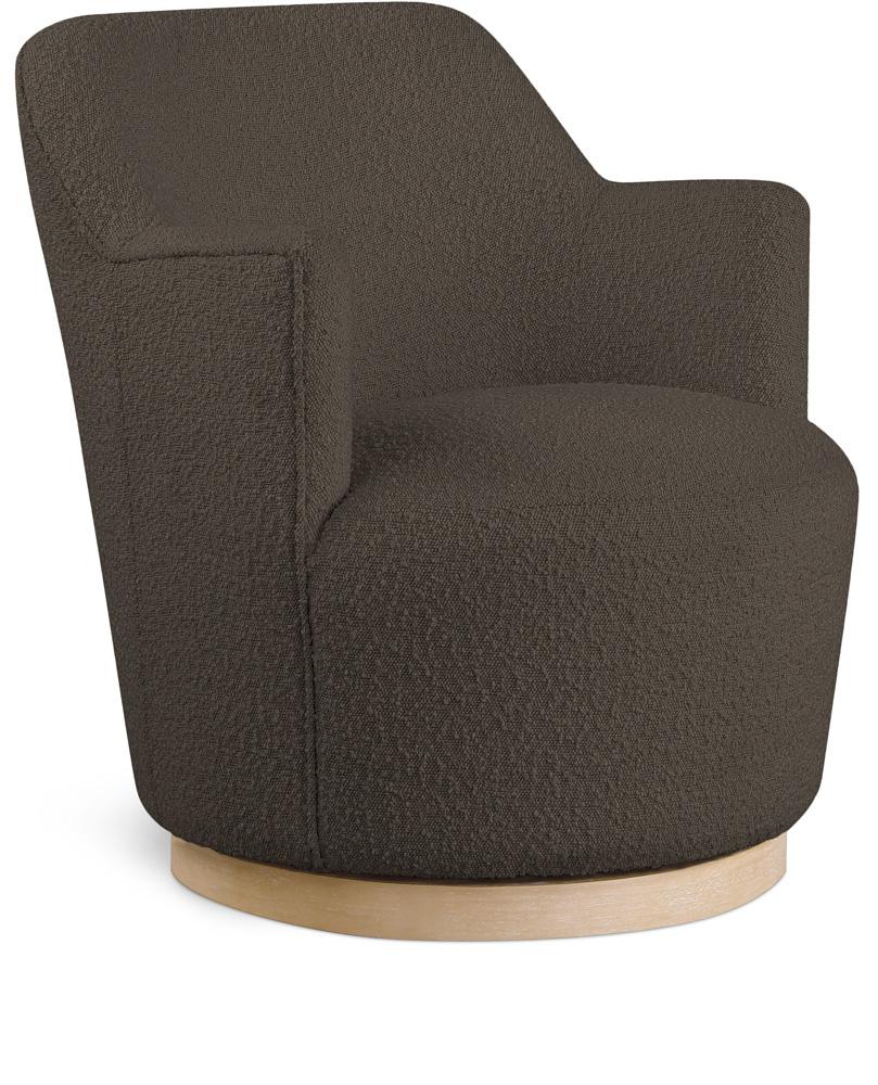 Meridian Furniture - Clarita Brown Boucle Fabric Swivel Accent Chair - 450Brown veiw 1