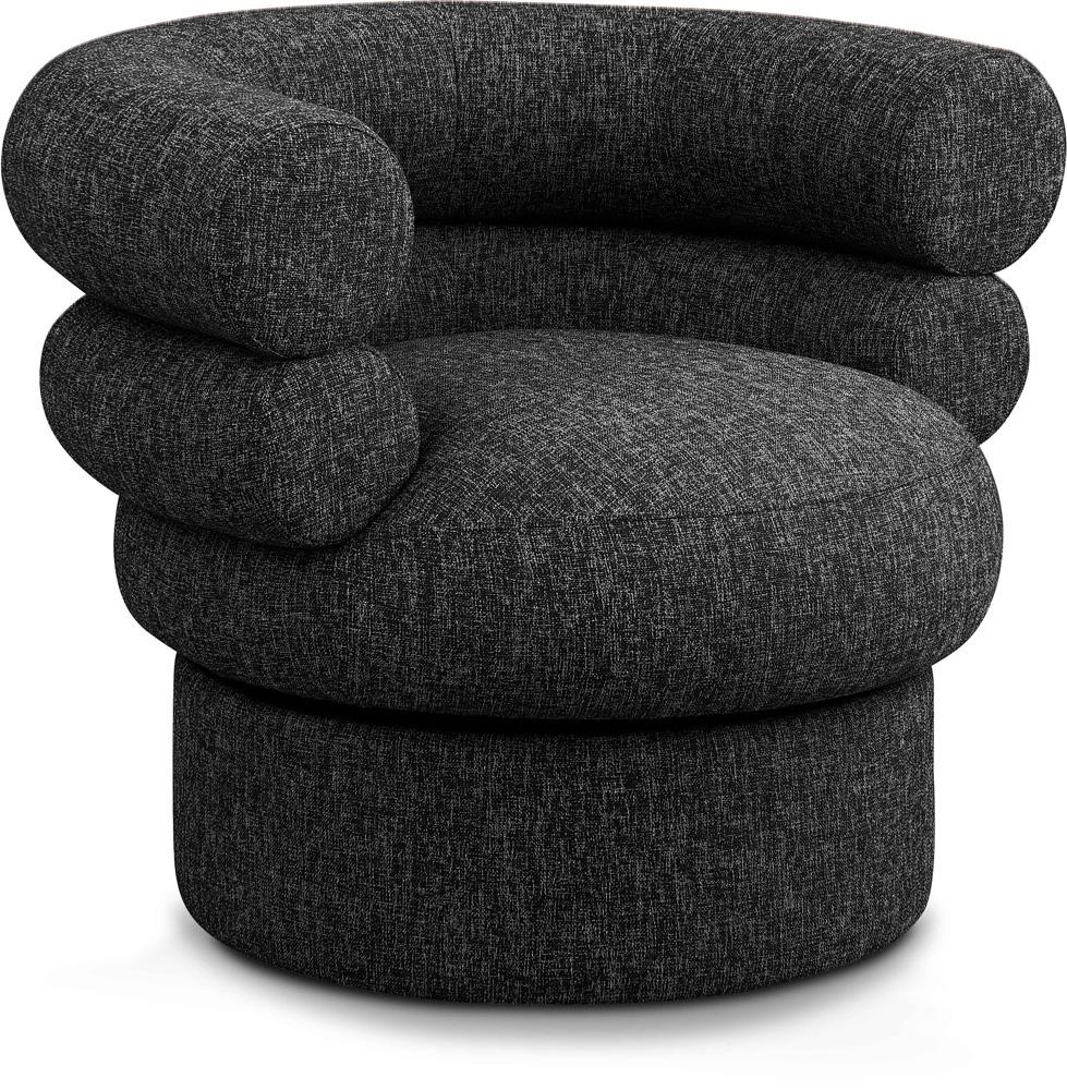 Meridian Furniture - Valentina Black Linen Textured Fabric Accent Swivel Chair - 570Black veiw 1