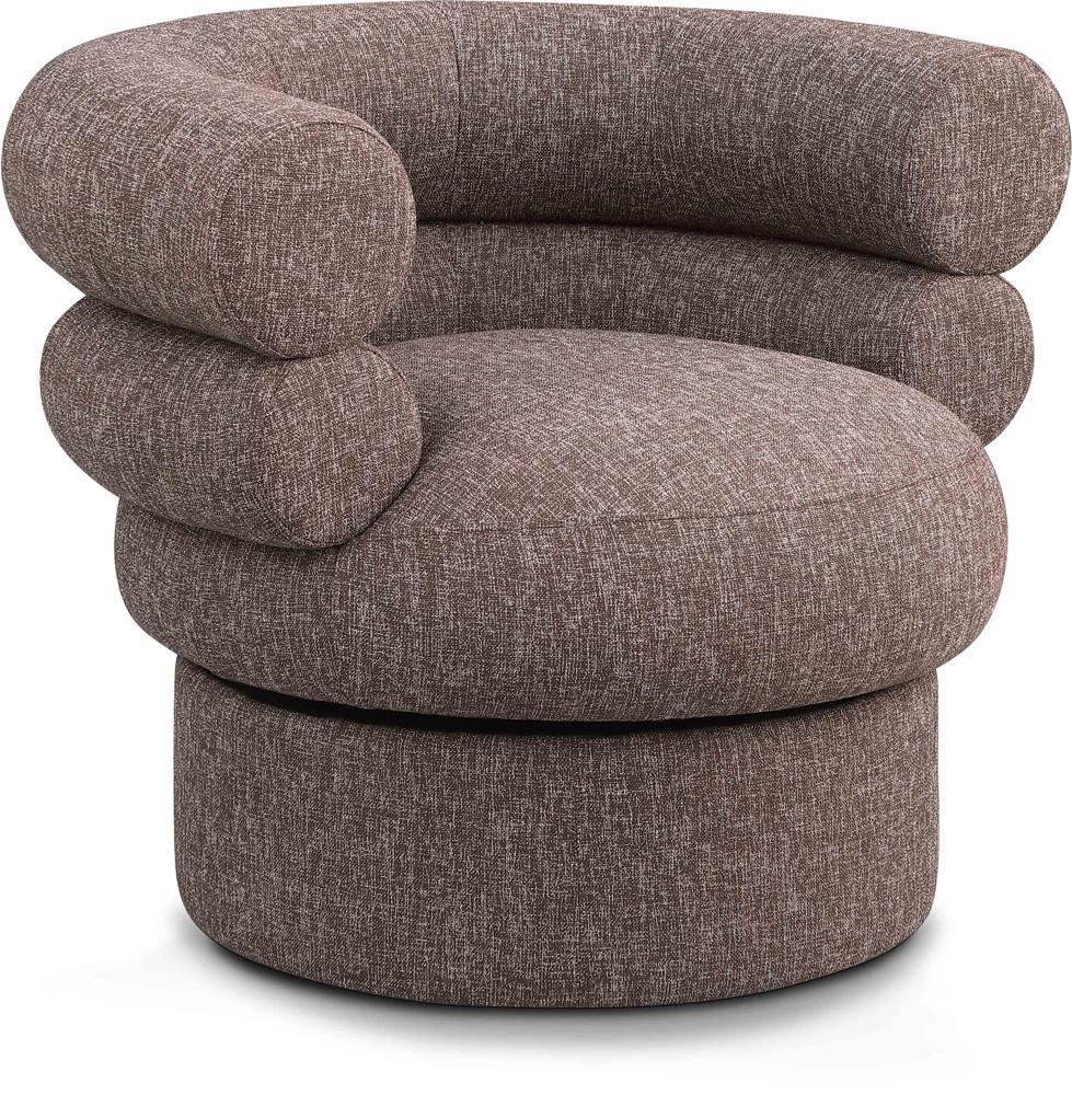 Meridian Furniture - Valentina Brown Linen Textured Fabric Accent Swivel Chair - 570Brown veiw 1