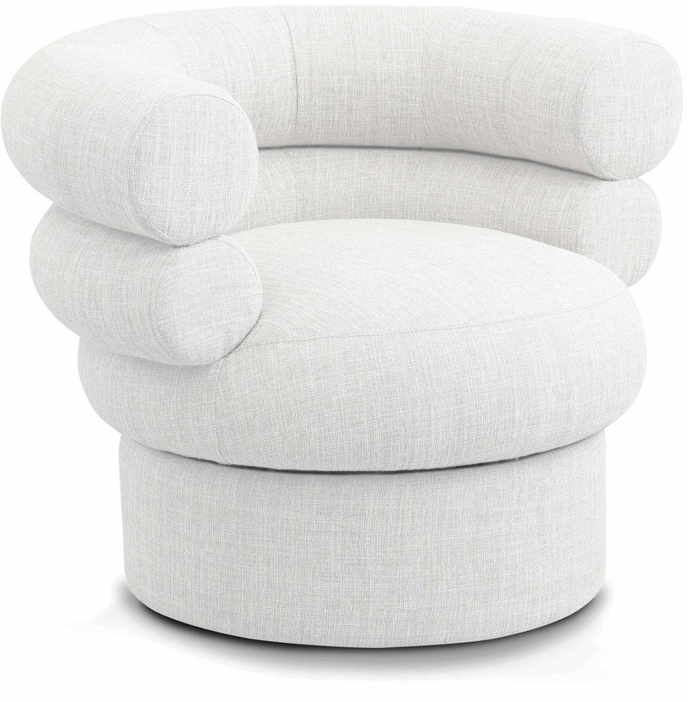 Meridian Furniture - Valentina Cream Linen Textured Fabric Accent Swivel Chair - 570Cream veiw 1