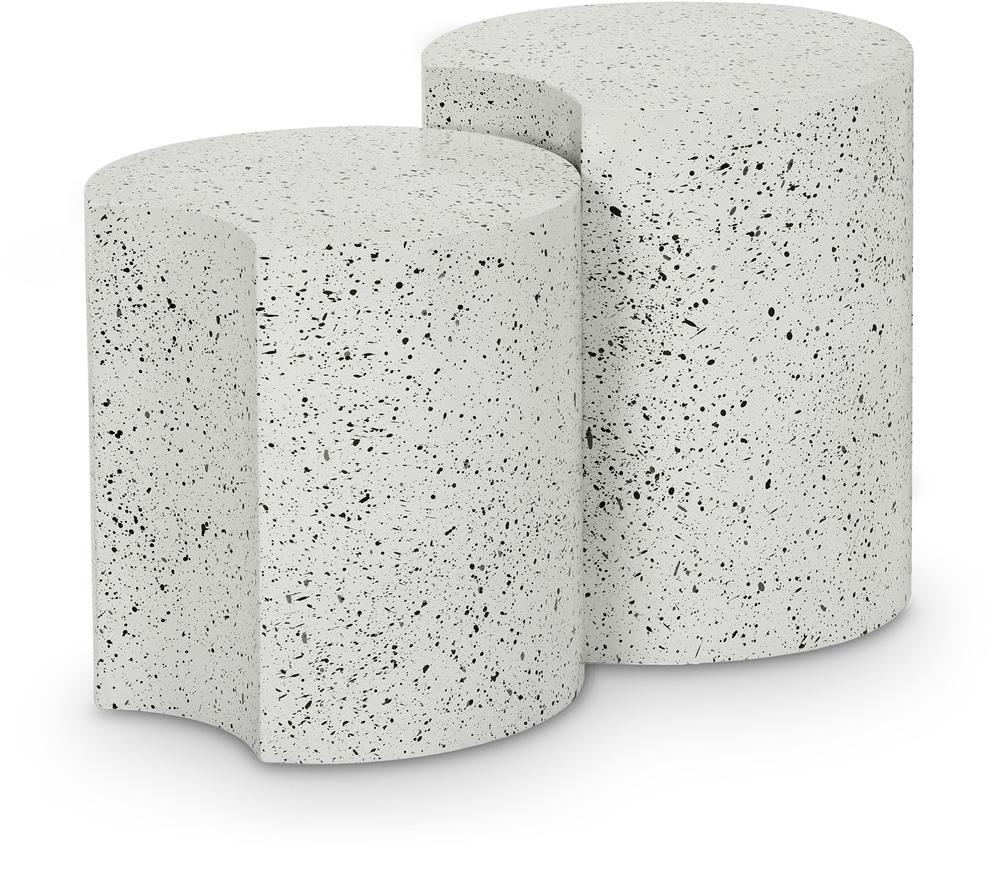 Meridian Furniture - Dimple White End Table - 2Pc - 99084White-2C veiw 1