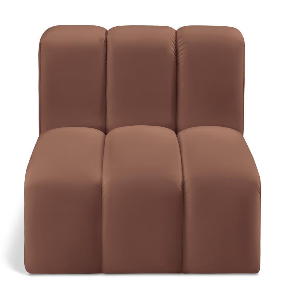 Meridian Furniture - Arc Cognac Vegan Leather Straight Chair - 101Cognac-ST veiw 1