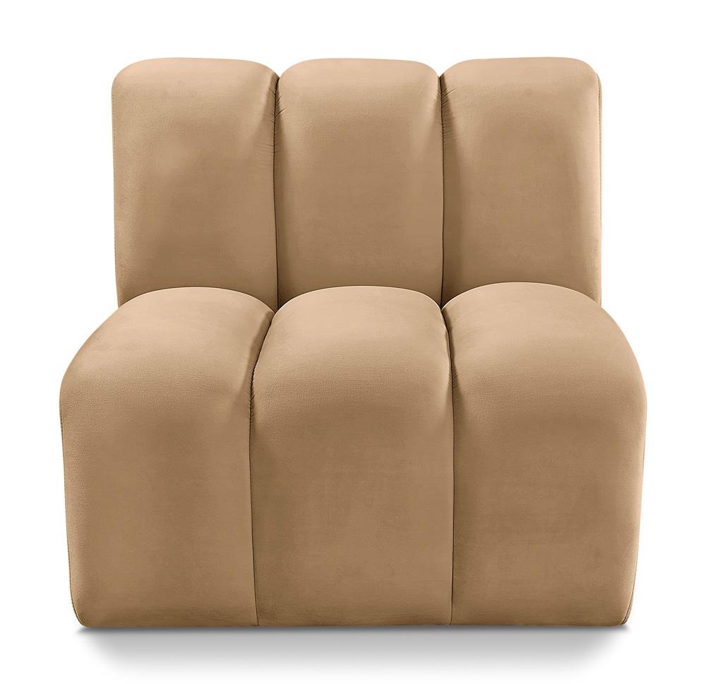 Meridian Furniture - Arc Camel Velvet Straight Chair - 103Camel-ST veiw 1