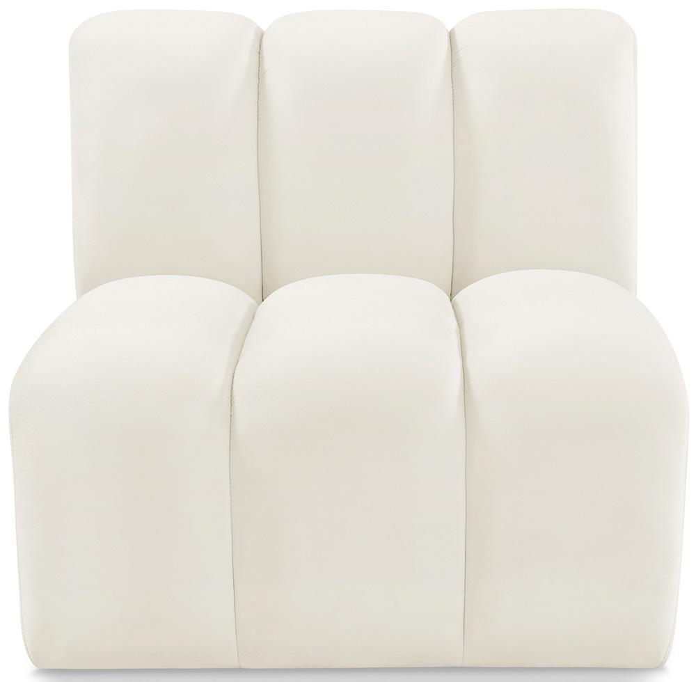 Meridian Furniture - Arc Cream Velvet Straight Chair - 103Cream-ST veiw 1