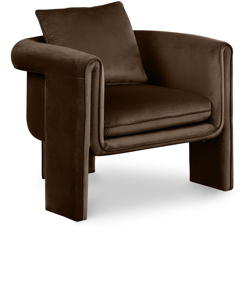 Meridian Furniture - Sloan Brown Velvet Accent Chair - 424Brown veiw 1