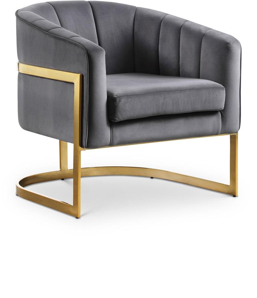 Meridian Furniture - Carter Grey Velvet Accent Chair - 515Grey veiw 1