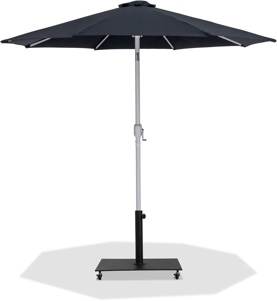 Meridian Furniture - Fiji Black Fabric / Matte Black Aluminum Patio Umbrella with Base Sets - 55015Black-AB veiw 1