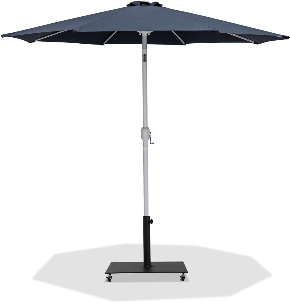 Meridian Furniture - Fiji Grey Fabric / Matte Black Aluminum Patio Umbrella with Base Sets - 55015Grey-AB veiw 1