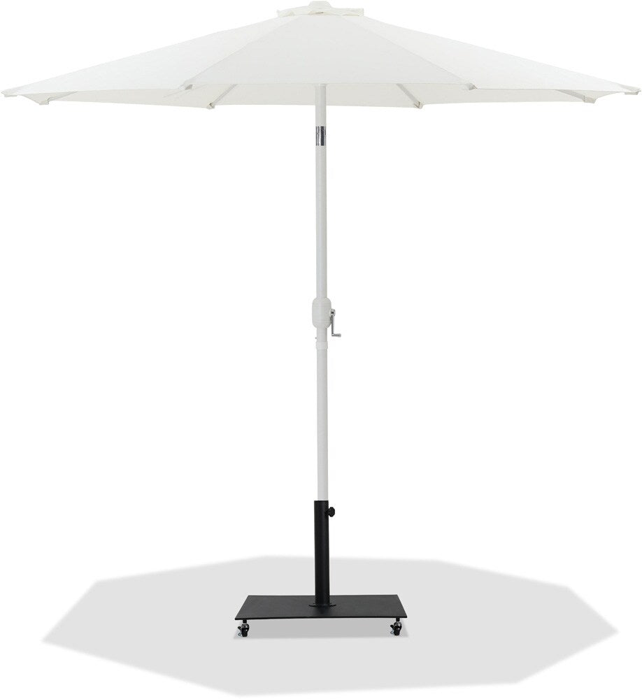 Meridian Furniture - Fiji White Fabric / Matte Black Aluminum Patio Umbrella with Base Sets - 55015White-AB veiw 1