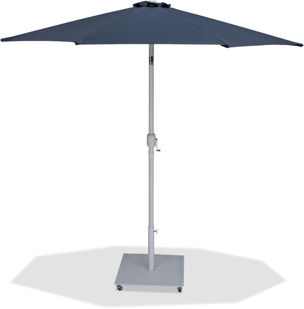 Meridian Furniture - Fiji Grey Fabric / Matte White Aluminum Patio Umbrella with Base Sets - 55015Grey-AW veiw 1