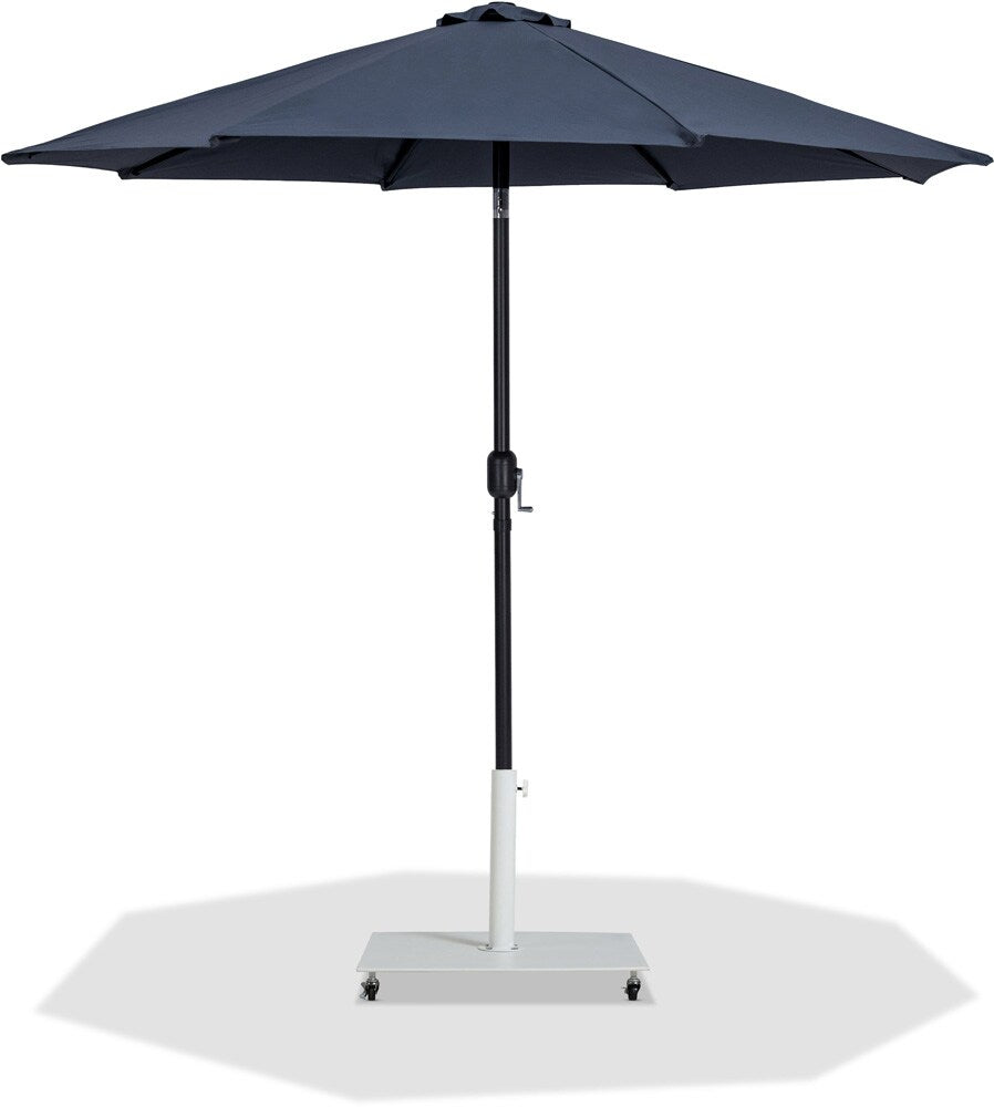 Meridian Furniture - Fiji Grey Fabric / Matte White Aluminum Patio Umbrella with Base Sets - 55016Grey-AW veiw 1