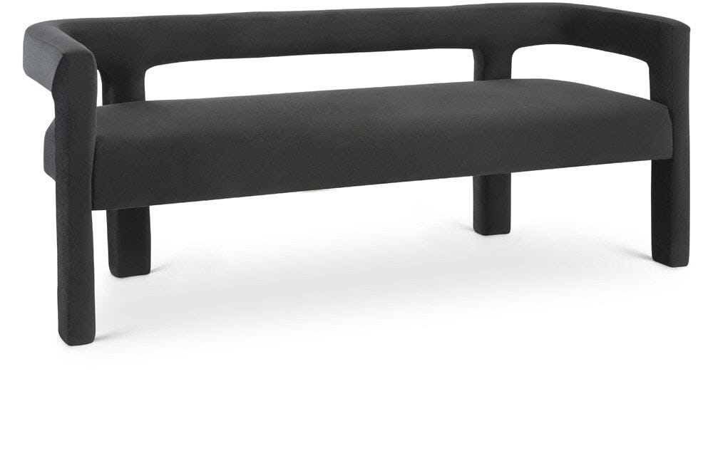 Meridian Furniture - Athena Black Velvet Bench - 892Black veiw 1