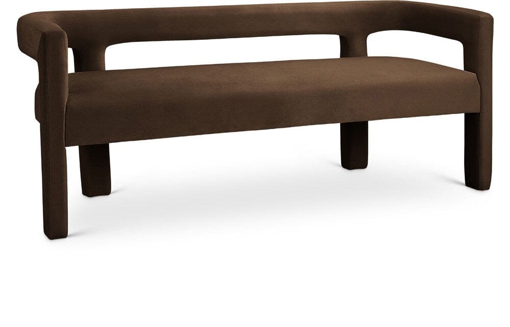 Meridian Furniture - Athena Brown Velvet Bench - 892Brown veiw 1