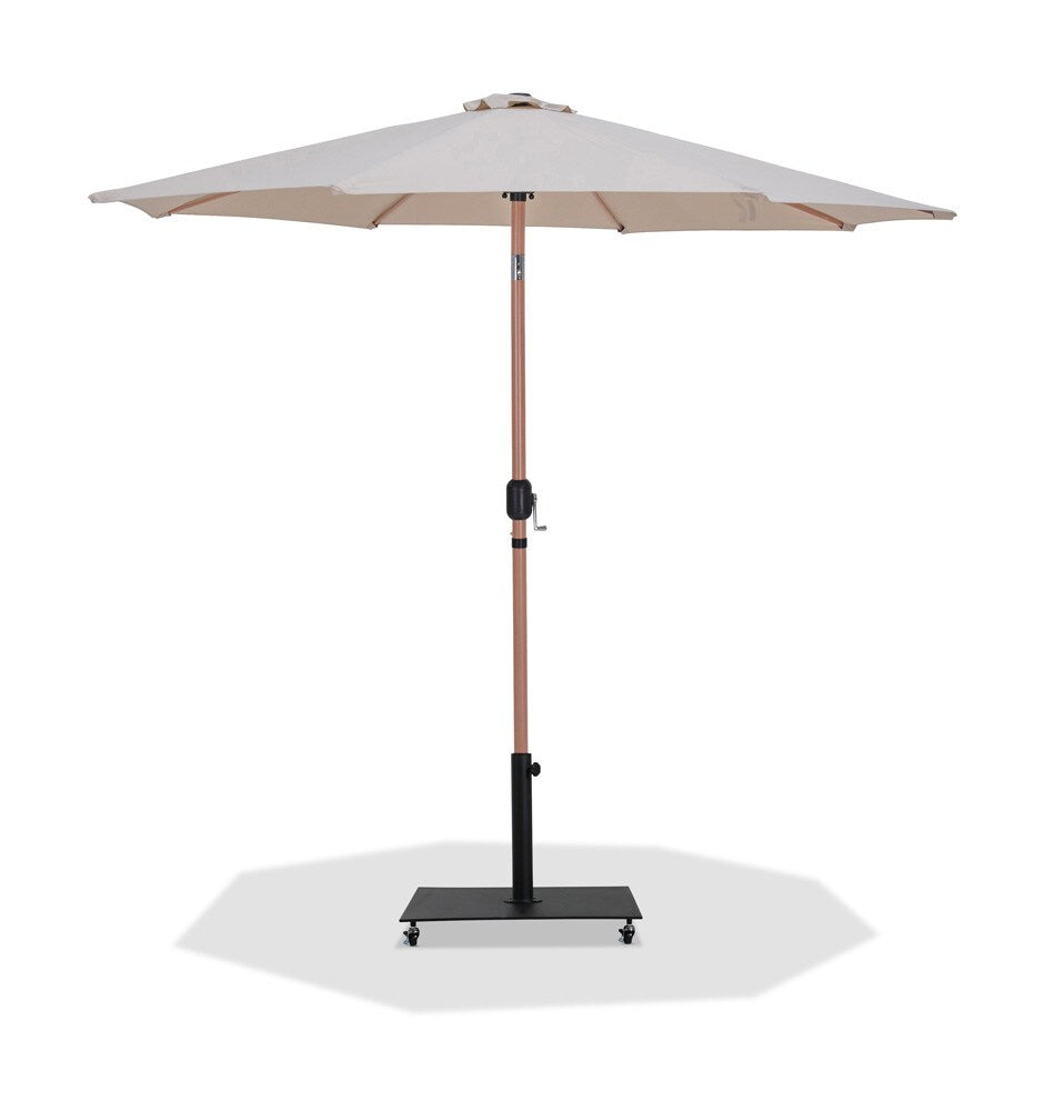 Meridian Furniture - Fiji Beige Fabric / Matte Black Aluminum Patio Umbrella with Base Sets - 55014Beige-AB veiw 1