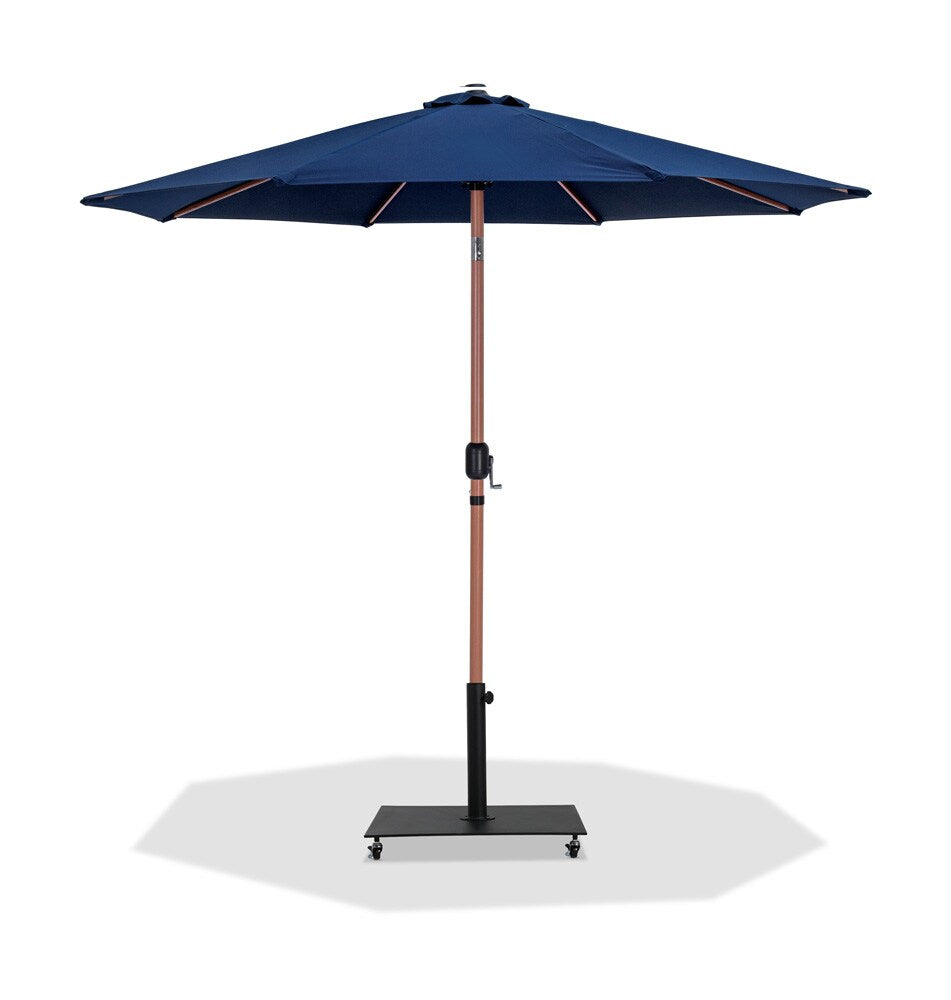 Meridian Furniture - Fiji Navy Fabric / Matte Black Aluminum Patio Umbrella with Base Sets - 55014Navy-AB veiw 1