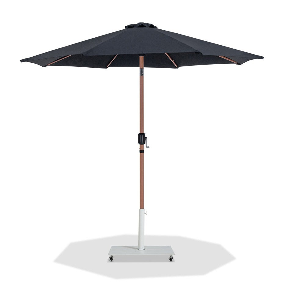 Meridian Furniture - Fiji Black Fabric / Matte White Aluminum Patio Umbrella with Base Sets - 55014Black-AW veiw 1