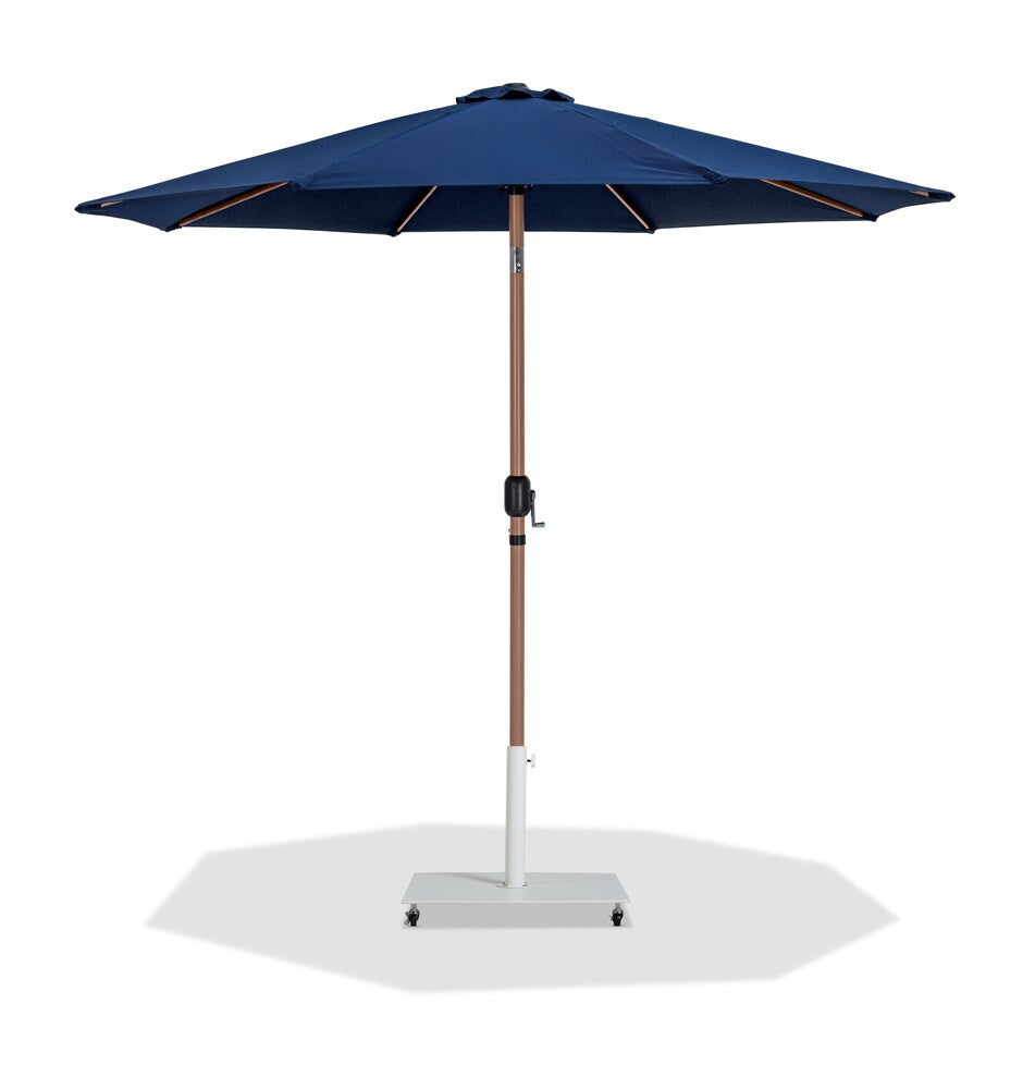 Meridian Furniture - Fiji Navy Fabric / Matte White Aluminum Patio Umbrella with Base Sets - 55014Navy-AW veiw 1