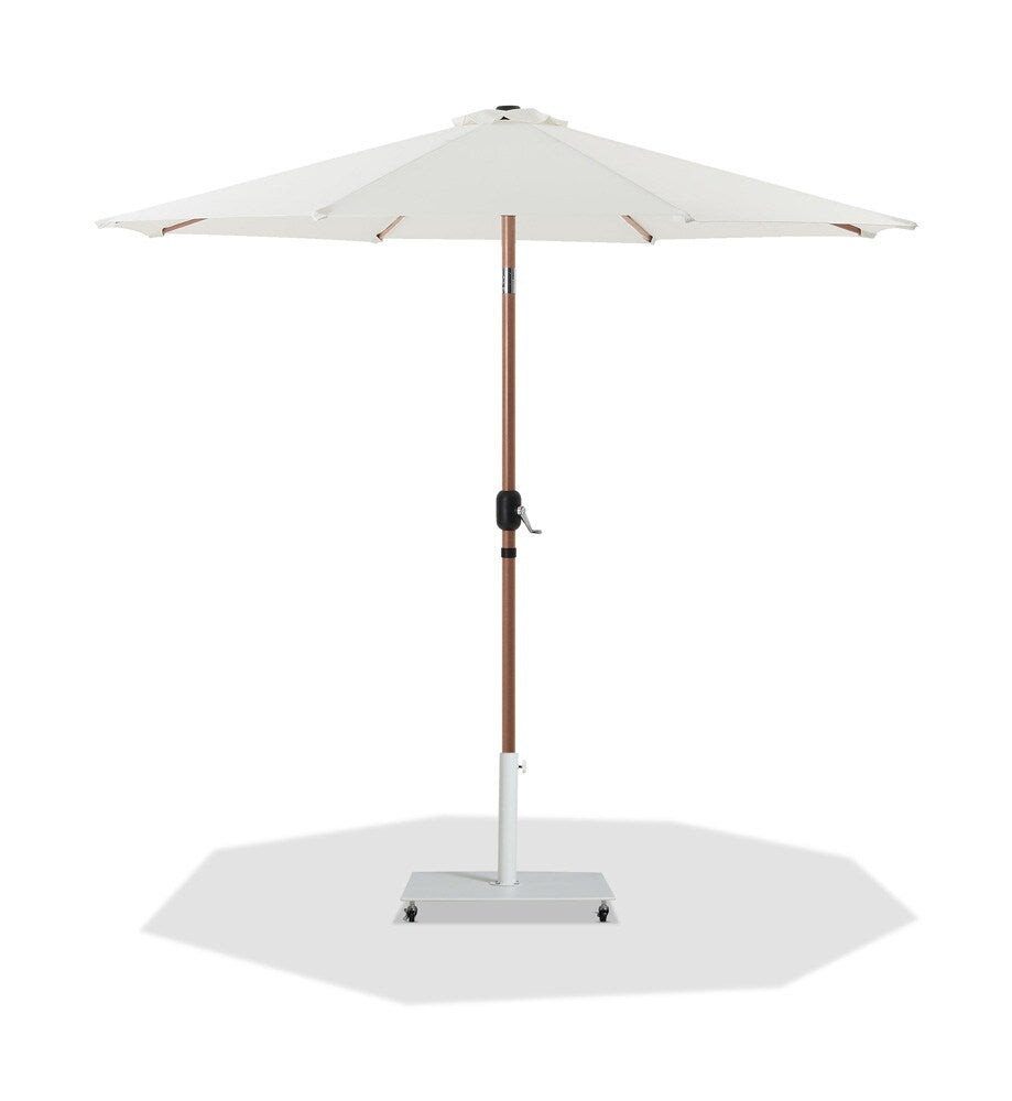 Meridian Furniture - Fiji White Fabric / Matte White Aluminum Patio Umbrella with Base Sets - 55014White-AW veiw 1