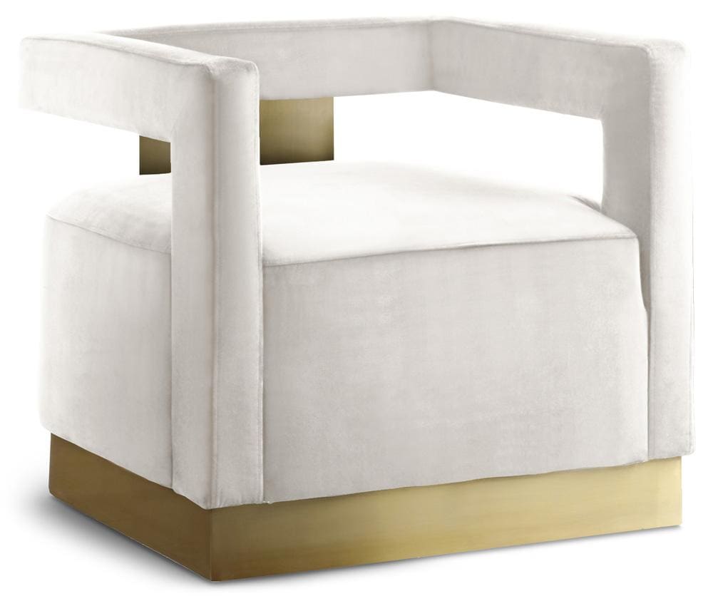 Meridian Furniture - Armani Cream Velvet Accent Chair - 597Cream veiw 1