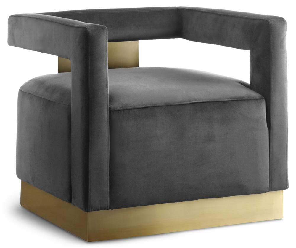 Meridian Furniture - Armani Grey Velvet Accent Chair - 597Grey veiw 1