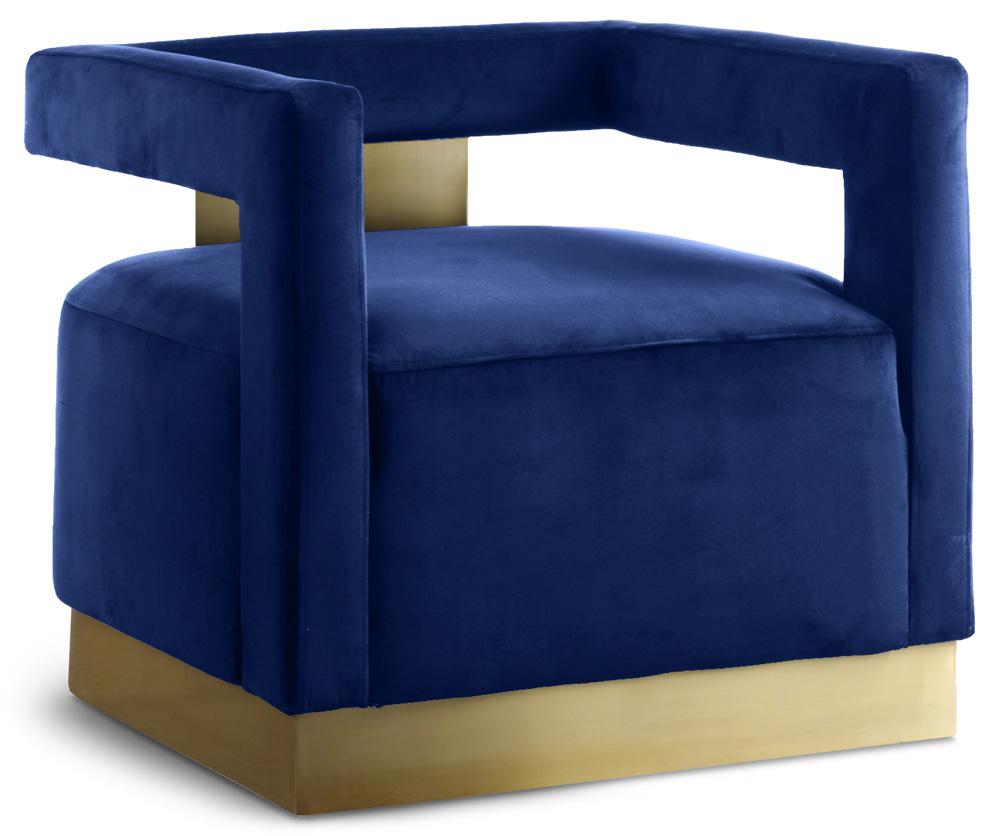Meridian Furniture - Armani Navy Velvet Accent Chair - 597Navy veiw 1