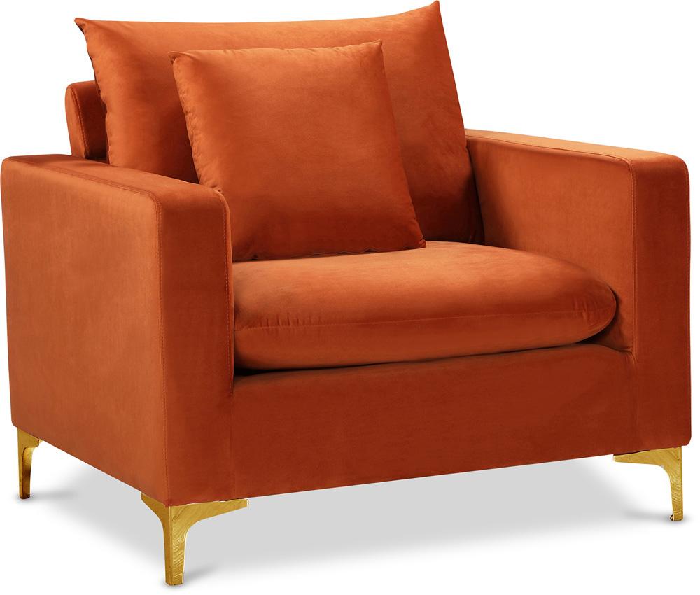 Meridian Furniture - Naomi Cognac Velvet Chair - 633Cognac-C veiw 1